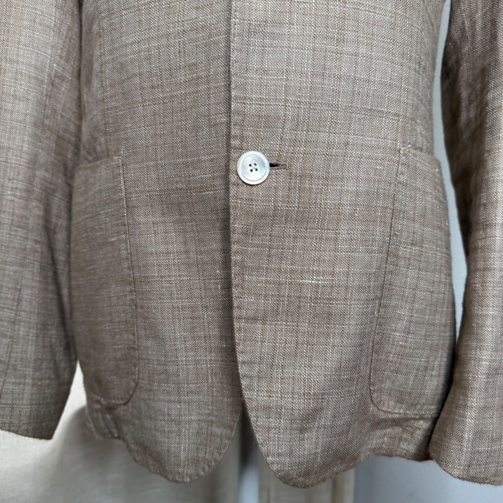 Hugo Boss C Hanry 232 Slim Fit Linen Wool Blazer Tan Brown Unstructured Mens 38R - Picture 4 of 13
